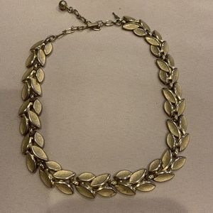 Vintage Trifari Goldtone Choker Necklace Mid- Century Brushed Leaf Theme